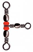 Фото вертлюг тройной с бус. 90 град. barrel triple swivels style, цвет black nikel, размер 6x8, (50шт.)